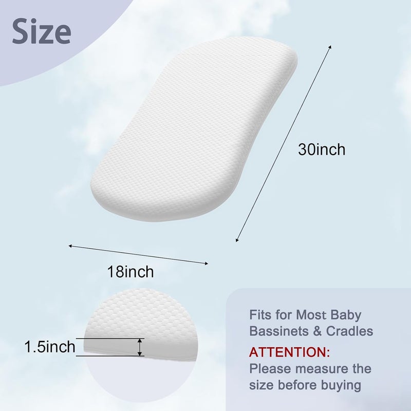 Lisara Baby Bassinet Mattress, 30 x 18 Dual Sided Gel Memory Foam Bassinet Mattress with Waterproof, Removable, Ice Silk Cover, Fit for Halo Bassinest, Swivel/Flex/Glide/Premiere/Luxe Series Sleeper - Image 2